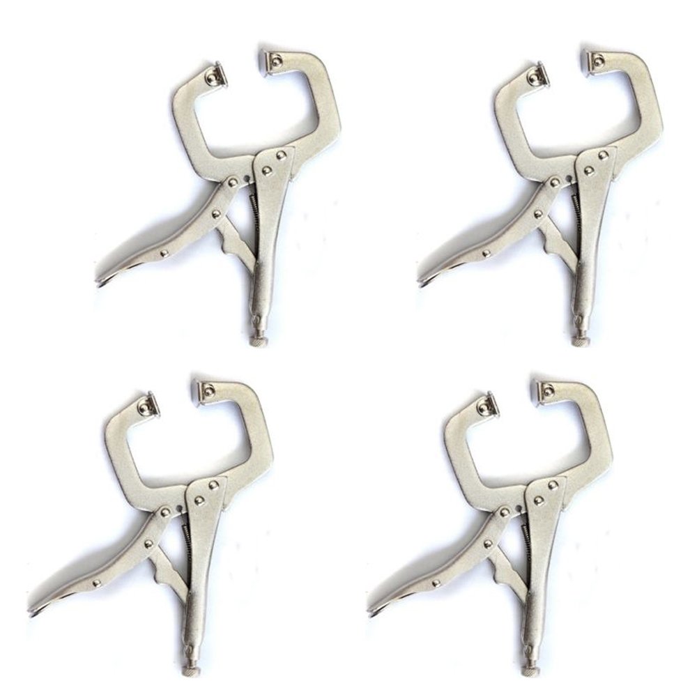 NUZAMAS (Set of 4) 6" Locking C-Clamp with Swivel Pads Steel Plier Vice C Clamp Welding Vise Tools