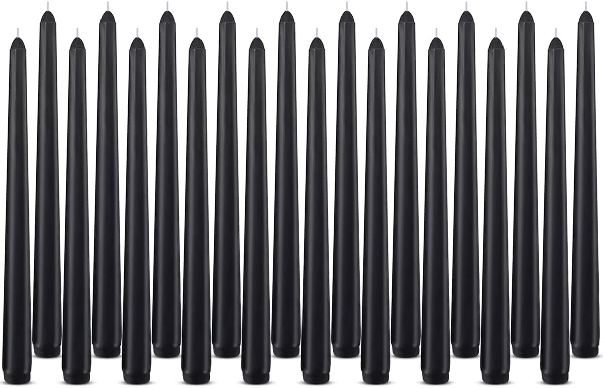 Candles & Holders - Arosky 20 Pack Black Taper Candles, 7-8 Hours Burn Time, Unscented, Smokeless and Dripless, 4/5 x 10 Inch Dinner Candle Set for Household, Wedding, Party, Halloween and Home Décor Candlesticks