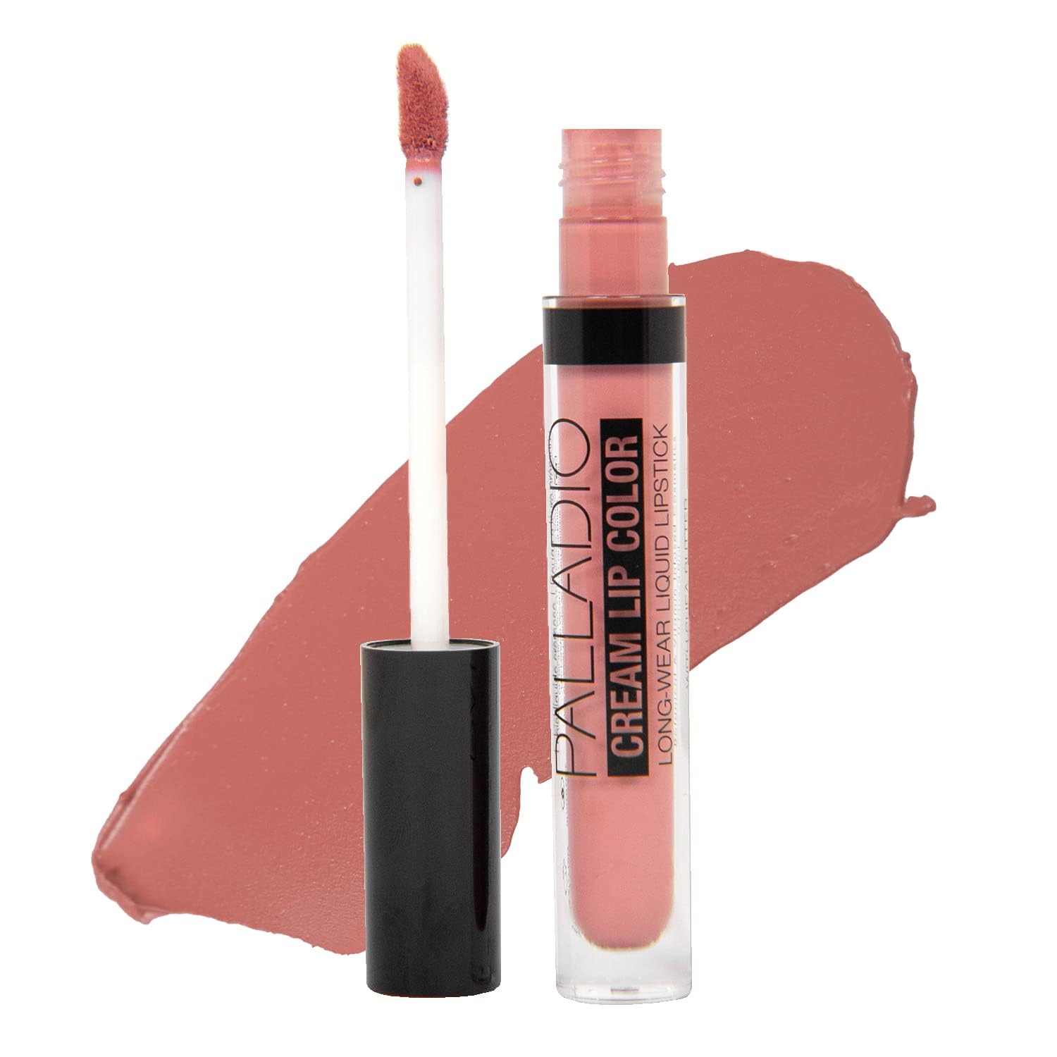 Palladio Long-Wear Cream Lip Color Liquid Lipstick, transfer proof high intensity color pigment, smooth lightweight formula, cream color matte finish, all day wear (Undressed)