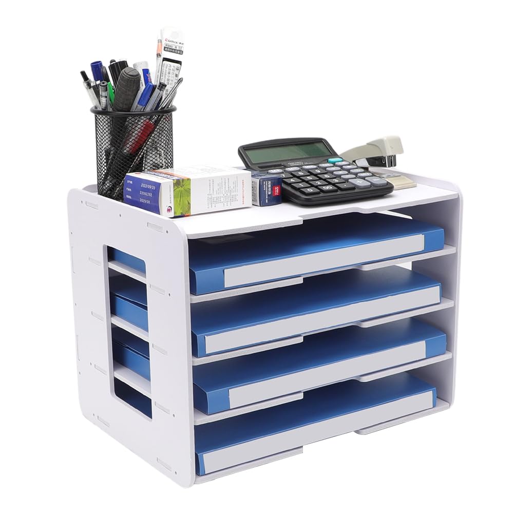 Gohytal Office File Tray, Letter Tray Organiser, A4 Paper Organisers Desk Tidy Organiser, 5 Tier Document/Paper/Letter Tray Organiser for Home Office School Supplies