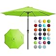 JEAREY 9FT Outdoor Patio Umbrella Outdoor Table Umbrella with Push Button Tilt and Crank, Market Umbrella 8 Sturdy Ribs UV Protection Waterproof for Garden, Deck, Backyard, Pool (Apple Green)