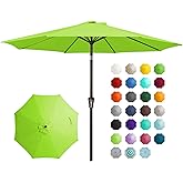 JEAREY 9FT Outdoor Patio Umbrella Outdoor Table Umbrella with Push Button Tilt and Crank, Market Umbrella 8 Sturdy Ribs UV Protection Waterproof for Garden, Deck, Backyard, Pool (Apple Green)