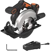 WORX Cordless Circular Saw, 20V 6-1/2-Inch, WX526L | Up to 4,700 RPM, Compact and Lightweight Design, 2.0A Battery and Charger Included, PowerShare