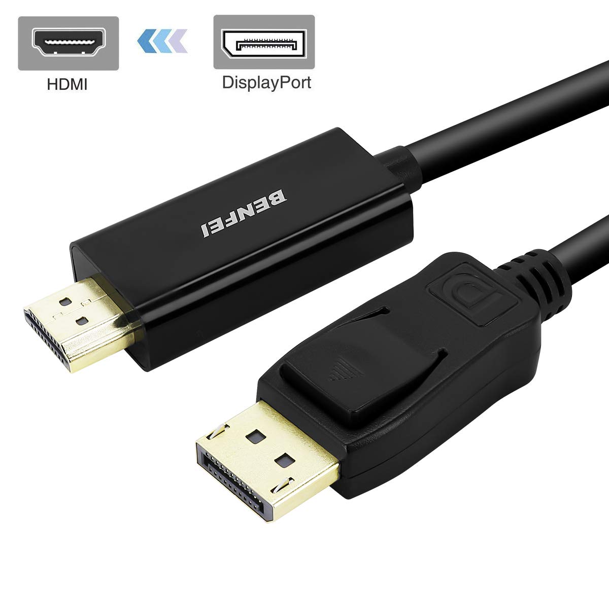 DisplayPort to HDMI Cable, Benfei GoldPlated DisplayPort (DP) to HDMI