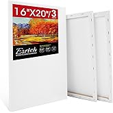 ESRICH Stretched Canvas for Painting 16x20 Inch, 3Pack Large Canvas for Painting, Triple Primed Acid-Free Cotton Blank Canvases for Oil, Acrylic, Watercolor & Gouache for Paint Parties, Art Classes
