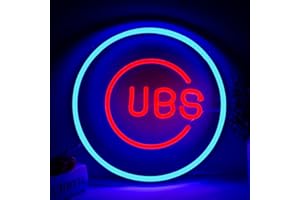 Balanar Cubs Neon Sign Baseball for Sport Club Wall Decor Baseball LED Sign Neon Light For Man Cave Garage Decoration Red Neon Sign For Bar,Dorm Room,Party DecorationGame Room Decoration