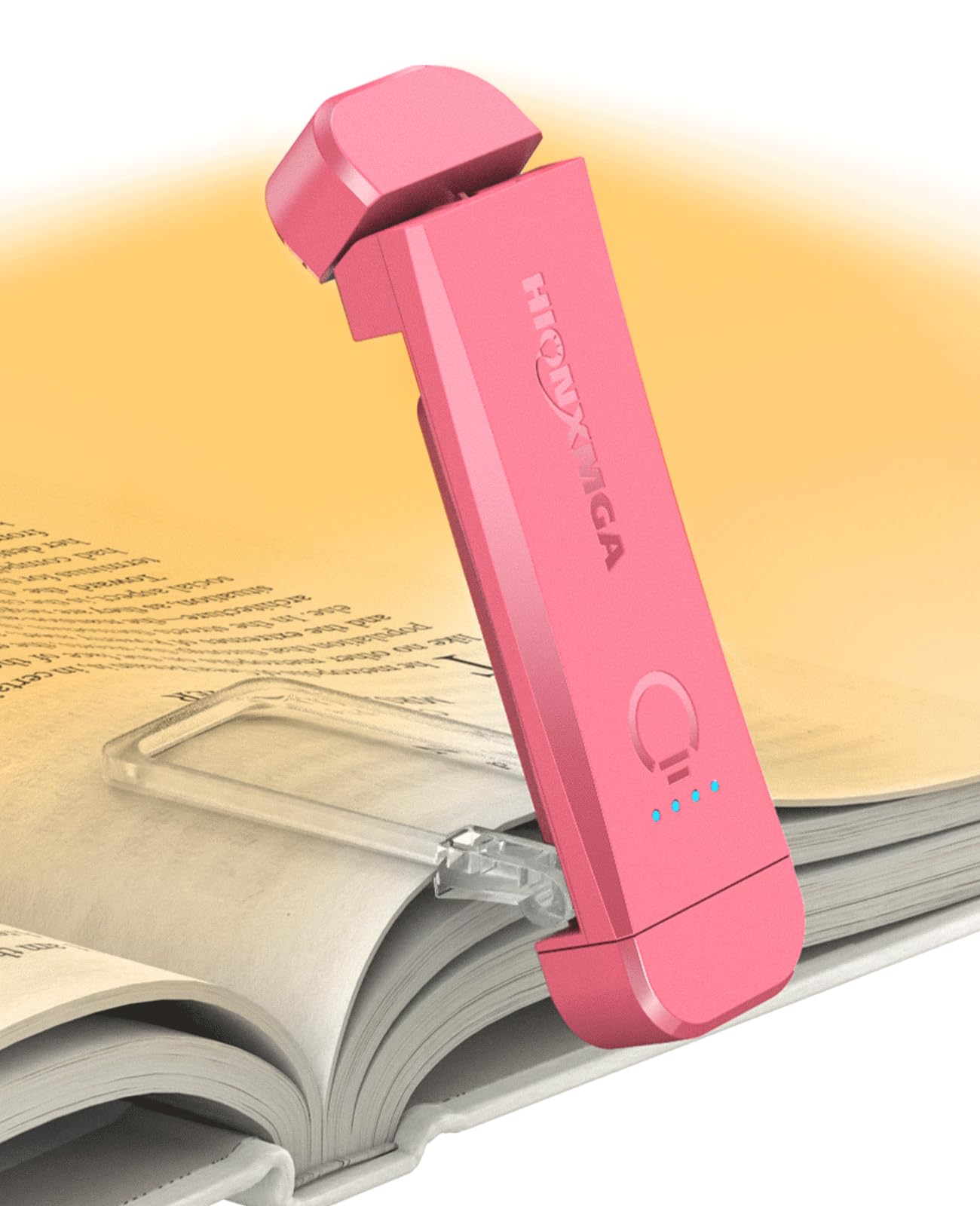 Photo 1 of HIONXMGA Book Reading Light,Silent Touch Books Lamp for Reading in Bed,Rechargeable Clip on Booklight with 3 Amber Colors & 7 LEDs Precise Dimming for Eye Caring Night Reading,Book Lovers,Kids,Pink