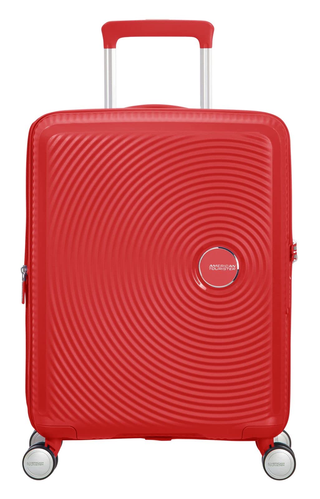 American Tourister Soundbox - Hand Luggage Suitcase 55 x 40 x 20/23 cm - Hard Shell Trolley Suitable for EasyJet - Expandable, Light, 4 wheels & TSA Lock - 35.5/41 L - Red (Coral Red)