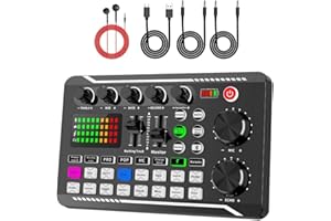 ANRICOM F998 Podcast Equipment Bundle, Audio Interface,Professional Live Sound Card w/Dj Mixer Effects & Voice Changer for Live Streaming Gaming YouTube TikTok