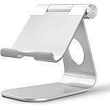 iPad Pro Stand, OMOTON Multi-Angle Aluminum Stand, with Portable Adjustable Charging Dock for iPad Pro 12.9 9.7 inch, iPad Air, Samsung Tablet etc, Solid Durable Holder and Minimalist Design, Silver
