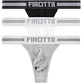 FIROTTII Mens Thong Underwear Ribber G-String Low Rise Briefs T-Back Pouch Stretch and All-day Comfort Lingerie for Men