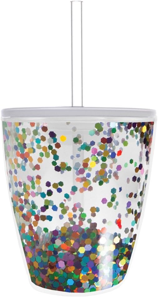 Slant Collection 10 oz DW Double Old Fashion Multi Confetti Hot/Cold lid & straw