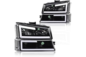 ALLGOOD LED DRL Headlights Compatible with Chevy Silverado 1500 2500 3500 HD Models 2003-2006, Fit Avalanche 1500 2500 03-06(Fits Models without Cladding Only),Clear Lens Black Housing Clear Reflector