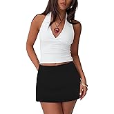Skorts Skirts for Women Y2k Low Waist Mini Skorts Stretchy Mini Skirts with Built-in Shorts