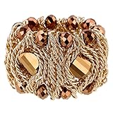 Kaymen Jewelry 18k Gold Plated Copper Chains and Crystal Stone Knit Charm Bangles Bracelets for Women 4 Colors