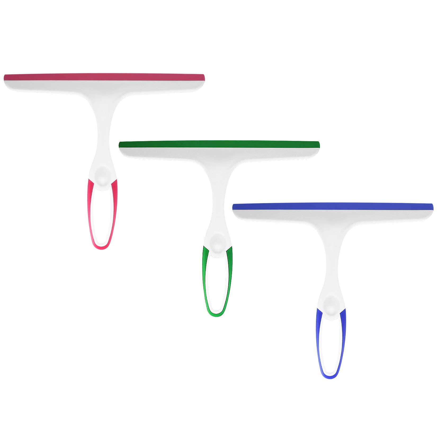 3 Pcs Window Squeegees, Shower Squeegees for Bathroom, Plastic Window Cleaner Squeegees, Glass Screen Cleaning Rubber Blade, Cleaner Scraper Washer for Mirror, Bathroom, Window, Floor, Glass
