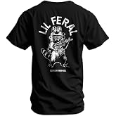 Combat Iron Men's Graphic T-Shirt - Lil Feral Raccoon | Soft cotton-poly blend, athletic tapered fit. Tagless neck. No-sag collar. Pre-shrunk. Veteran-owned. Made in USA.