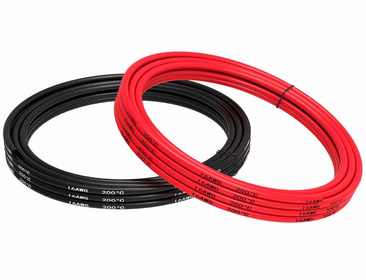 TUOFENG 16 AWG Wire Flexible Silicone Wire 10 Meter [5 m Black and 5 m Red] Tinned Copper Wire 1.3mm² Stranded Wire for DIY RC Toys Models Auto Electronic Equip