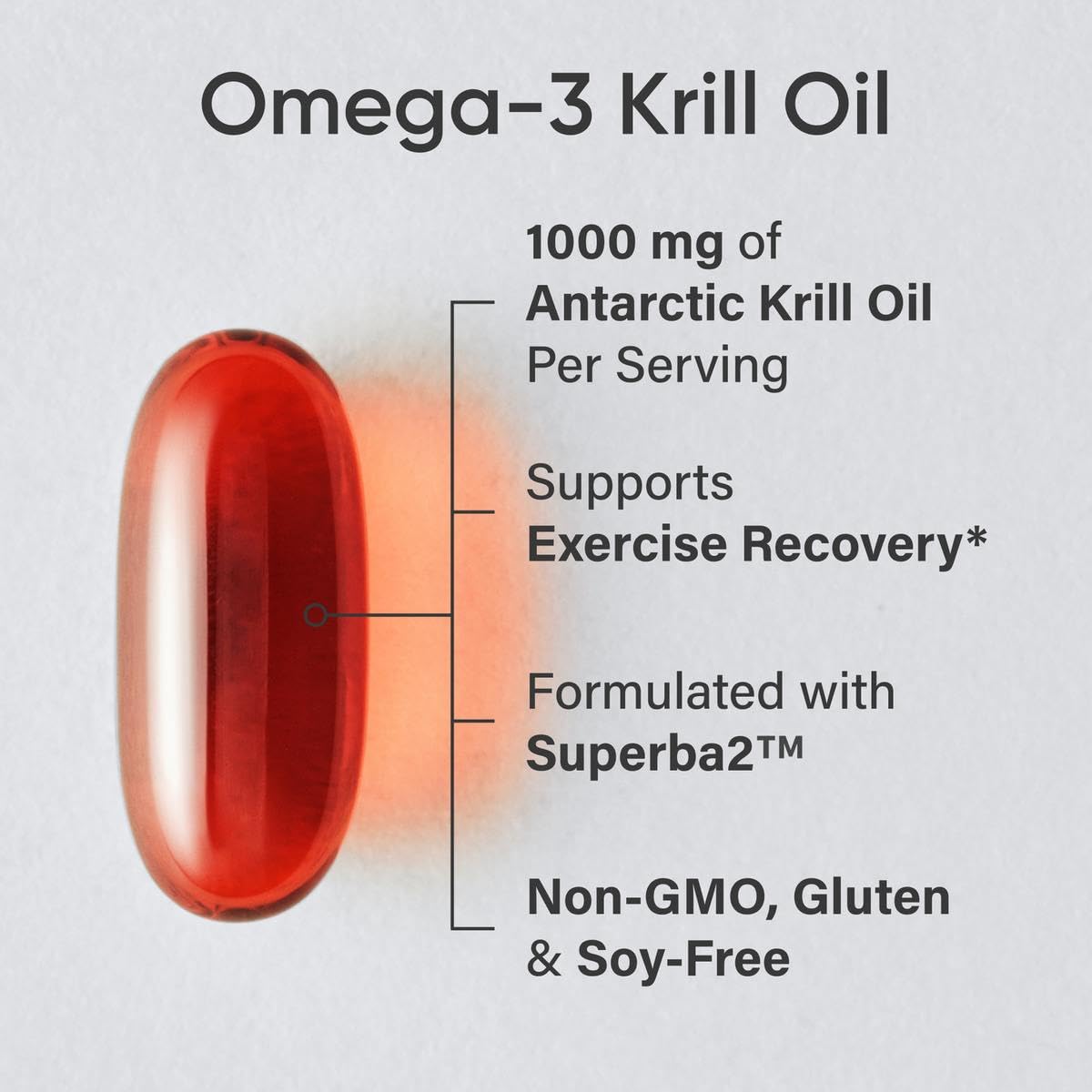 Sports Research® Omega-3 Krill Oil 1000mg - Double Strength Antarctic Fish Oil Supplement w/Astaxanthin, Phospholipids & Choline - MSC Certified Sustainable · Non-GMO · Gluten Free - 60 Softgels