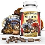 5 Defenders Organic Mushroom Extract Blend by Real Mushrooms - 90 Capsules - Chaga, Reishi, Shiitake, Maitake and Turkey Tail Mushroom Powder - Immune Defense