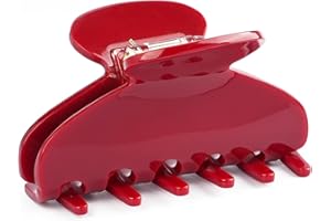 MAORULU Medium Cute Acetate Hair Claw Clip for Women Girls, 3 Inch Cherry Red Claw Clips for Thin & Medium Thick Hair, Durable French Banana Clip with Gift Box, Celluloid Accessories
