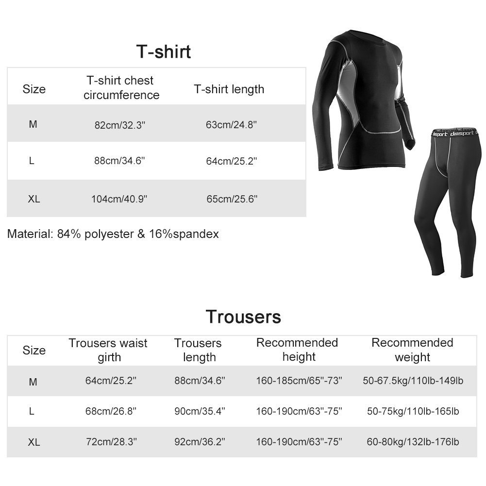 FITIBEST T Shirt Homme Compression Séchage Rapide à Manches Longues et Pantalon de Sport