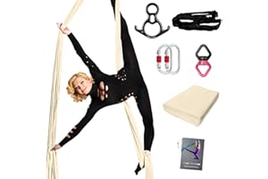 PRIOR FITNESS Aerial Silks Set, Professional Thicker Low Stretch Fabric 9/15/20 Yards Aerial Silk Swing Set with Hardware Guide, Yoga Starter Kit For Home, Aerial Yoga Hammock, Silks for Gymnastics, Antigravity Yoga, Inversion Exercise-All Levels