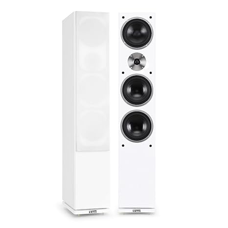 auna • Linie-600-WH • Standlautsprecher • Standboxen • HiFi-Lautsprecher • Lautsprecher-Boxen • 3-Wege • 140 Watt RMS • Dual-