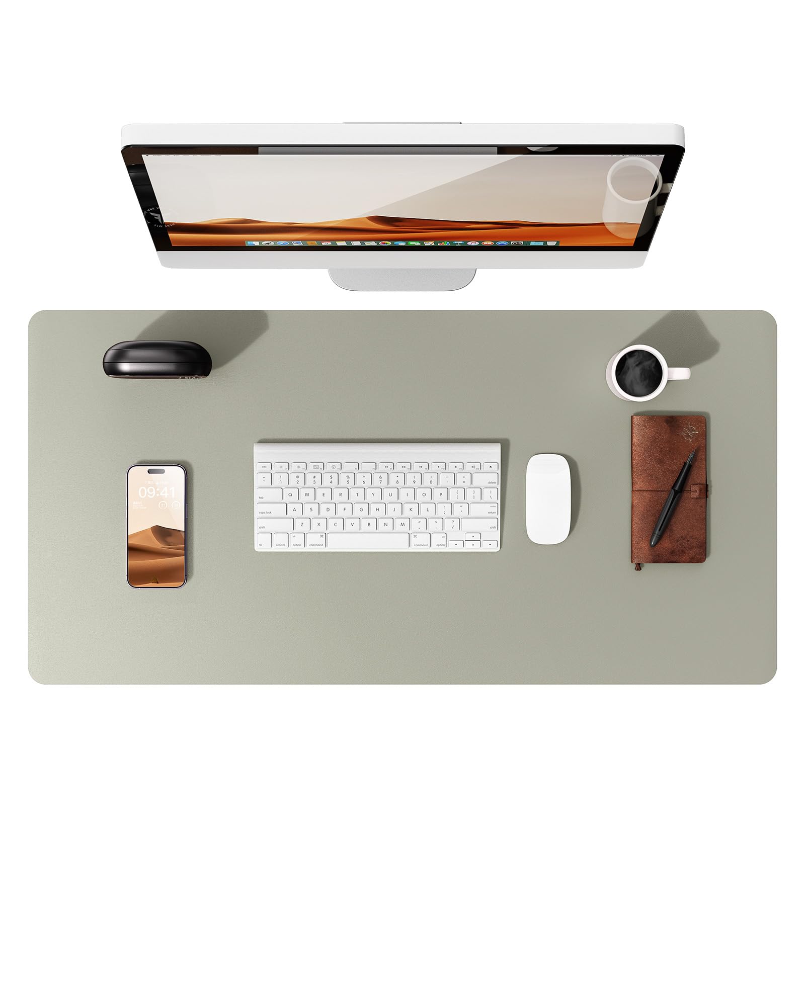 Photo 1 of YSAGi Leather Desk Protector, Office Mat, Large Mouse Mat, Non-Slip PU Leather Blotter, Laptop Desk, Waterproof Writing Pad for Office and Home (Sage Green, 23.6" x 13.8"
