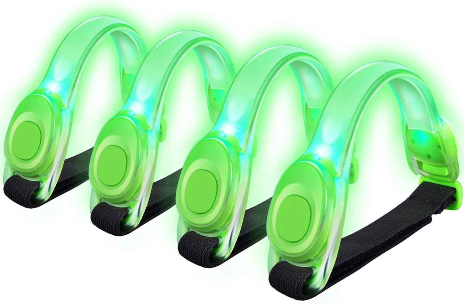 SAKUUMI LED Armband, 4Pack Green Elastic High Visibility LED Band