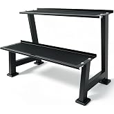 Kettlebell Storage Rack, 2-Tier Dumbbell and Kettlebell Rack for Home Gym Storage, Black Steel Construction, 39 x 18.5 x 25 Inches