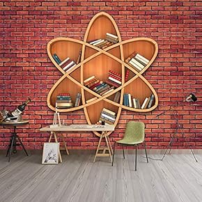 Wall Murals for Bedroom Modern Bookshelf Pattern Removable Wallpaper Peel and Stick Wall Stickers - 66x96 inches