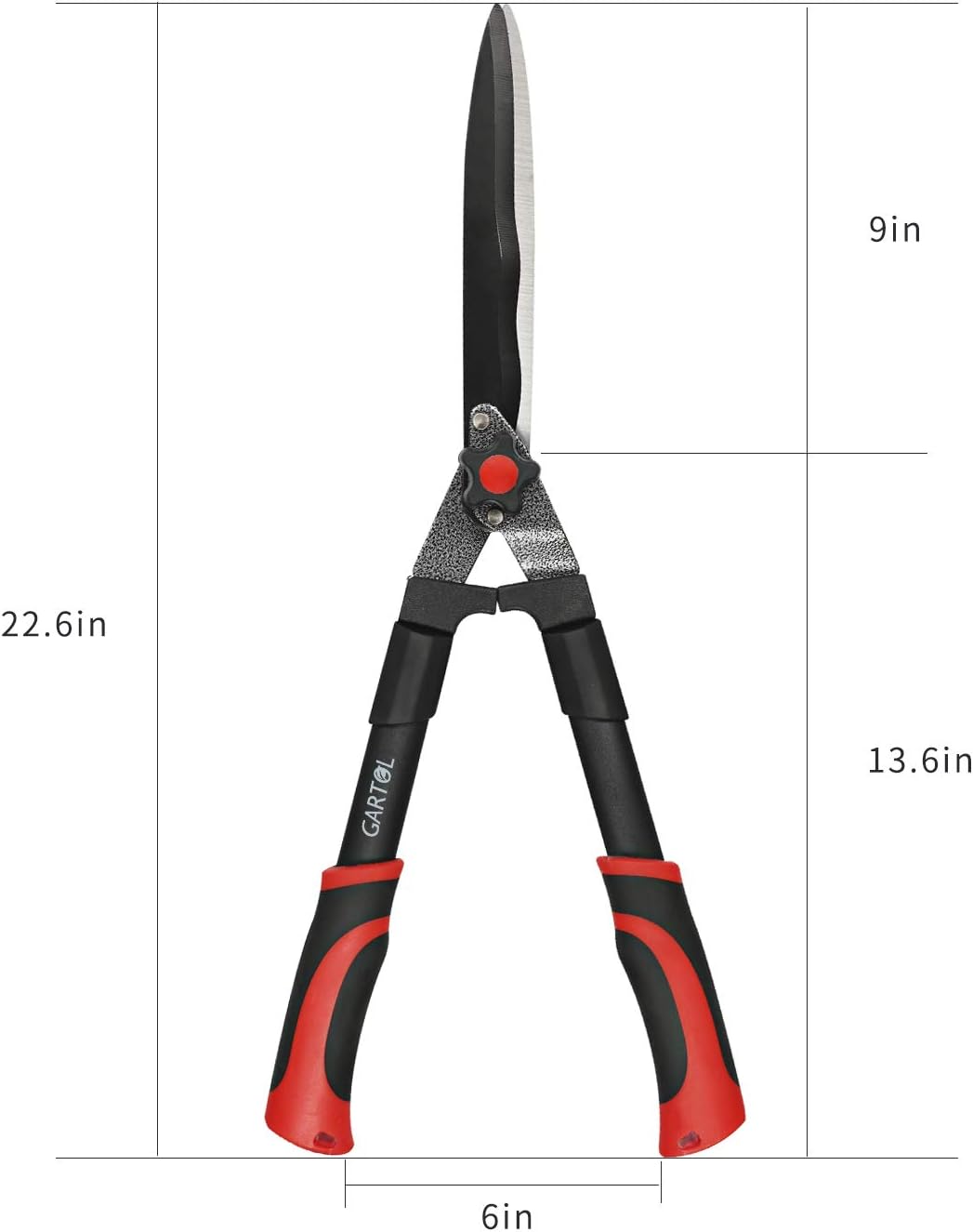 GARTOL 23-inch Hedge Shears - Ideal for Shaping Hedges, Decorative Shrubs, with 9-inch Wavy Sk-5 Blades, Shock-Absorbing Bumpers, Strong Steel Grip Handles and Adjustable Tension Control Knob : Garden & Outdoor
