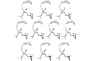 FELEOLIBE 10Pack Heavy Duty Stage Lighting Clamps Hook,45 lb Load Capacity Aluminum Alloy Clamps,Fit 25-55mm OD Tube for DJ Lighting Projector Par Lights Spot Lights