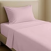 California Design Den XL Twin Sheets Set - Natural 100% Cotton Sheets with 12" Pockets, Soft Sateen Weave, Breathable and Durable Bedding Set for Dorm Rooms, College (Pink)
