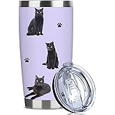 Subvise Cat Tumbler Stainless Steel Insulated Travel Coffee Cups with Lid and Straw,Ideal Gift for Cat Dad/Mom