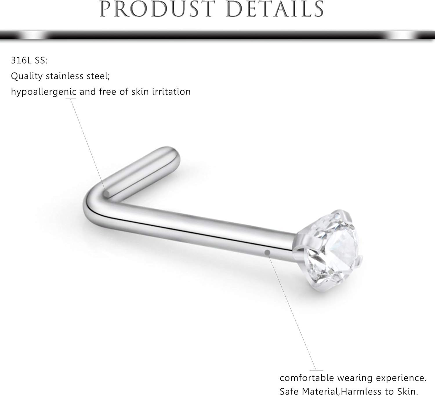 AVYRING Nose Rings Stainless Steel Nose Bioflex Retainer Piercing Nose