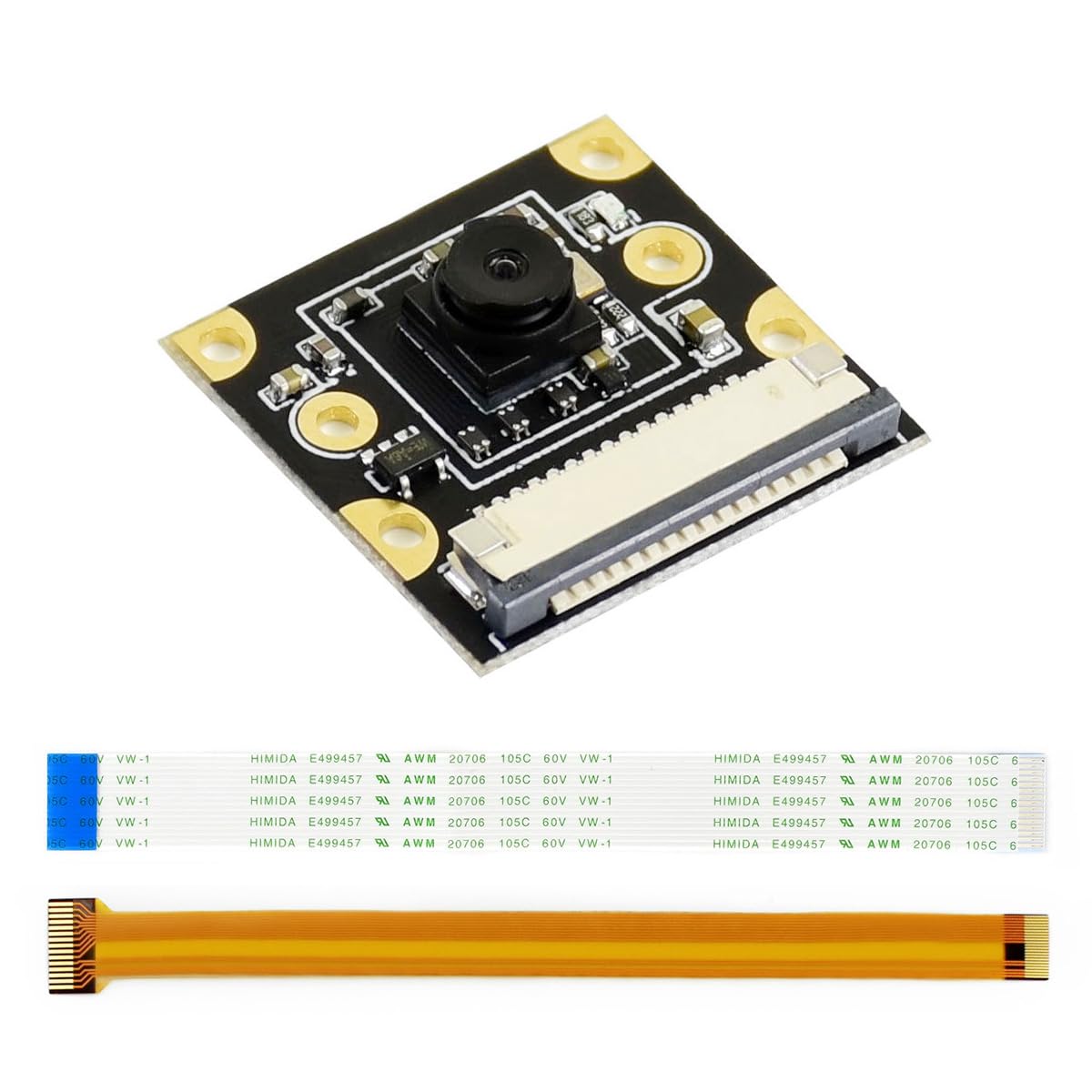 Waveshare IMX219-120 Camera Supports Jetson Nano Developer Kit Compatible with Raspberry Pi 5 /Pi4/CM4, 8 Megapixels 120° FOV 3280 × 2464 Focal Length 1.88mm Diagonal 120 Degree