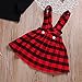 KONIGHT Baby Outfits Girl Long Sleeve T-Shirt Ruffle Top Overalls Strap Dress Clothes Set Plaid Skirt Winter