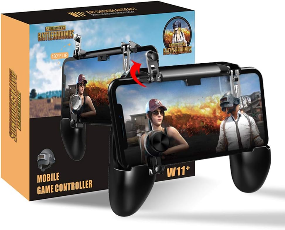 Fiyapoo Mobile Game Controller for Pubg/Fortnite, L1R1 Trigger Gamepad Compatible for iPhone iOS Android Phone, Sensitive Shoot and Aim Joysticks Gaming Grip for Pubg/Rules of Survival/Knives Out etc