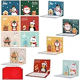 nanaxagly 3D Christmas Cards set, 6 Pack Small Pop Up Christmas Gift Card with Envelopes, Handmade Blank Holiday Cards for Christmas Winter Holiday New Year Wishes