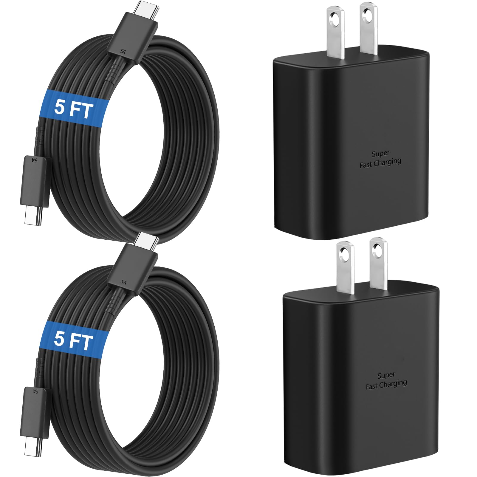 Photo 1 of 45W Super Fast Charger USB C Android Phone Type C Charger Fast Charging Block with 5FT Cord for Samsung Galaxy S26/S26 Ultra/S26+/S25 Ultra/S25/S24 Ultra/S24/S23 Ultra/S22/S21/S20/Note 10, Black