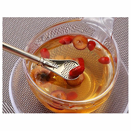 ISKYBOB 2 Pack Stainless Steel Straws Yerba Mate Bombilla Drinking Straws with Cleaning Brush