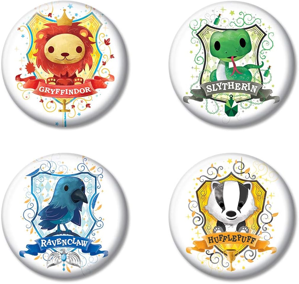 Ata-Boy Harry Potter Houses of Hogwarts Crests Set of 4 1.25" Collectible Buttons: Clothing