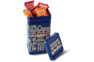 MICHEL & AUGUSTIN Michel et Augustin Gourmet Christmas Gift Tin, Dark Chocolate & Sea Salt and Milk Chocolate & Caramel Butter Cookies, Individually Wrapped Snacks, Christmas Cookie Gift Basket, 40 Cookies