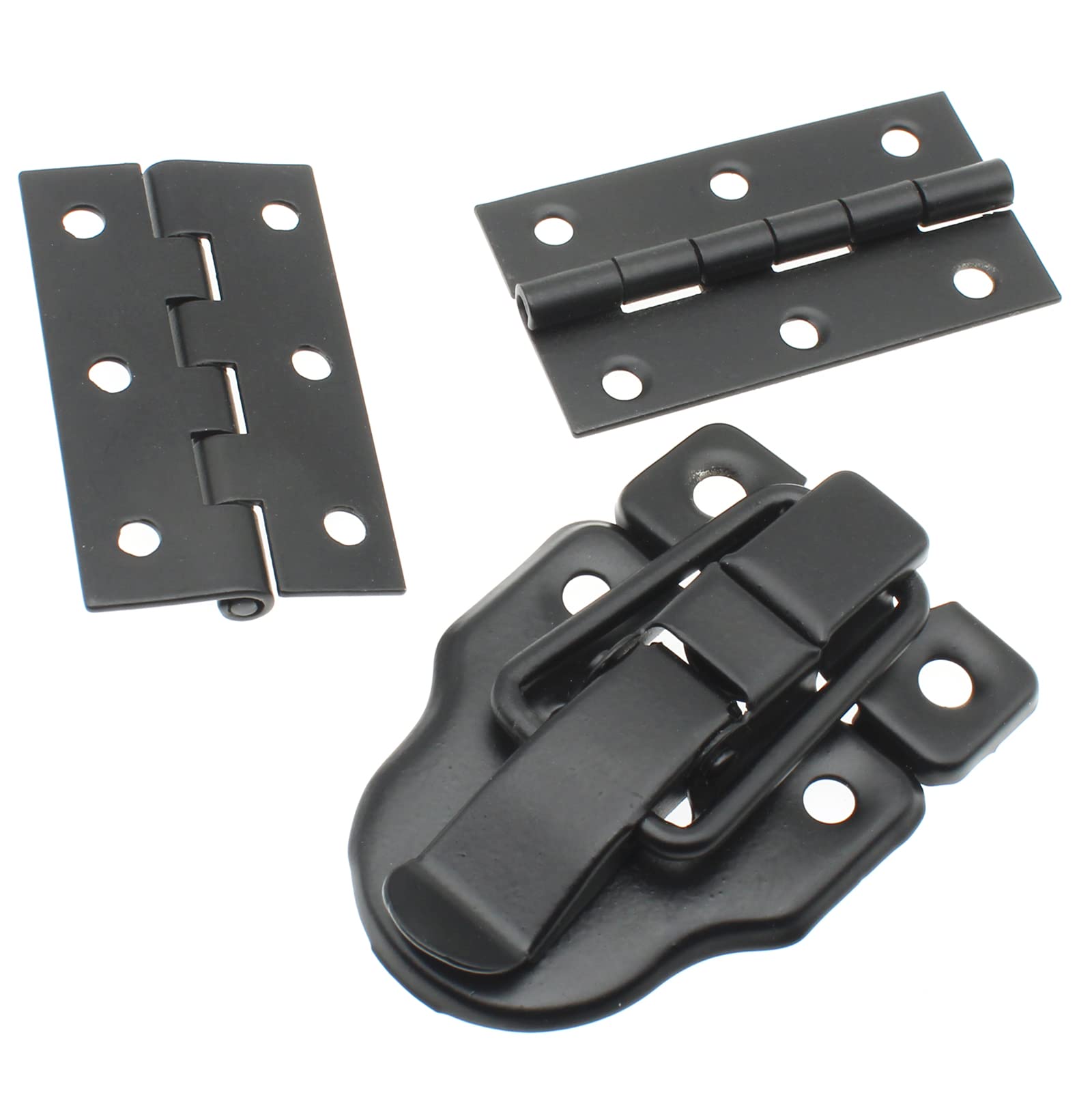 Photo 1 of 2 Pack Retro Style Duckbilled Toggle Hasp Latch Antique Printed Hinge Kit with Mounting Screws Decorative Wooden Jewelry Box [FDXGYH, Black]