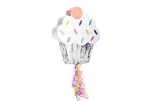 Pull String Cupcake Pinata for Baby Shower, Kids Birthday Party Supplies, (Small 13 x 15 x 3 In)