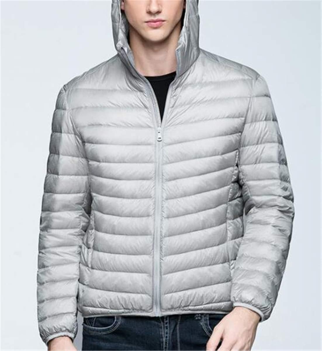 Amazon Zkkk ホワイト ダックダウンダウン ジャケット フード付き 軽量スリム メンズウィンターコート ダウン ジャケット メンズ 軽量 暖かい ウルトラライト ダウン コート コンパクト コート ジャケット 通販