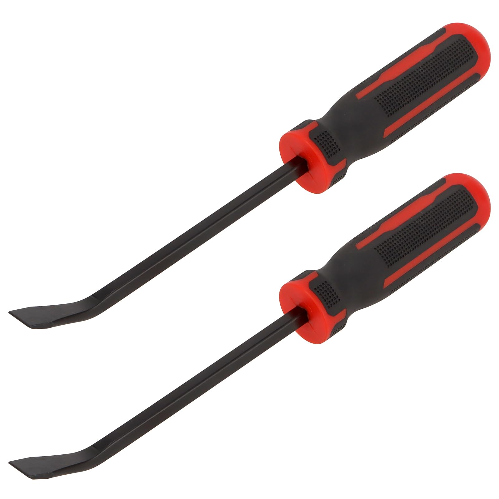 UNGFEI 2 PCS 300mm Red Chisel Pry Bar, Crowbar Tool with Metal Impact Heads and Plastic Soft Grip for Car Truck Motorcycle Tires Replace