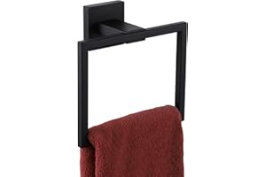 KOKOSIRI Hand Towel Ring Shower Towel Hanger Holder Bath Towel Holder Bathroom Lavatory Stainless Steel Wall Mount, Matte Black, B3004BK